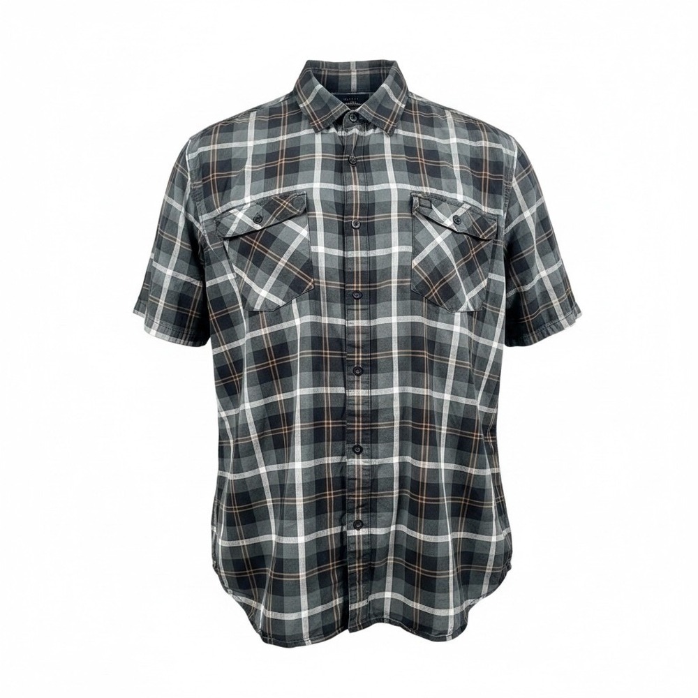Harley-Davidson Button Down Mens 4XL Grey Plaid Short Sleeve Motorclothes Shirt